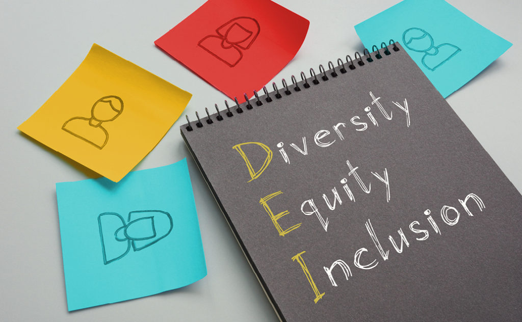 Notebook on which reads diversity, equity and inclusion