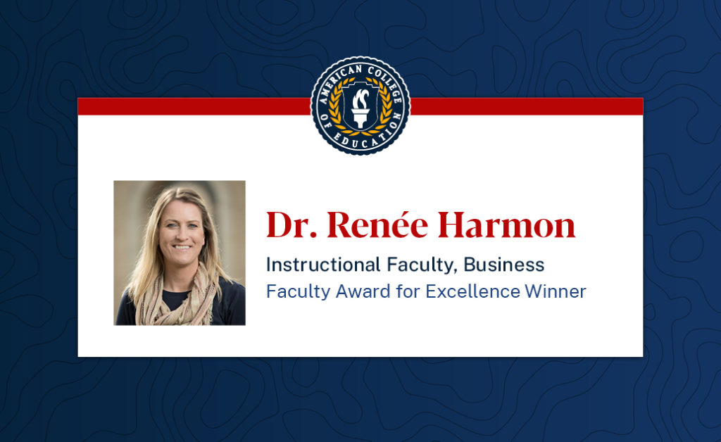 Dr. Renee Harmon, Instructional Faculty Business, Faculty Award for Excellence Winner
