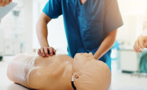 Image of healthcare professional simulating patient care