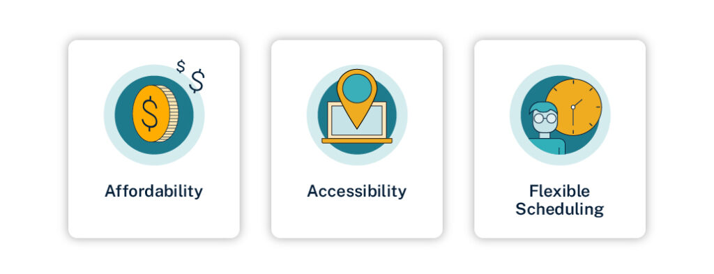 Affordability, Accessibility, Flexible Scheduling