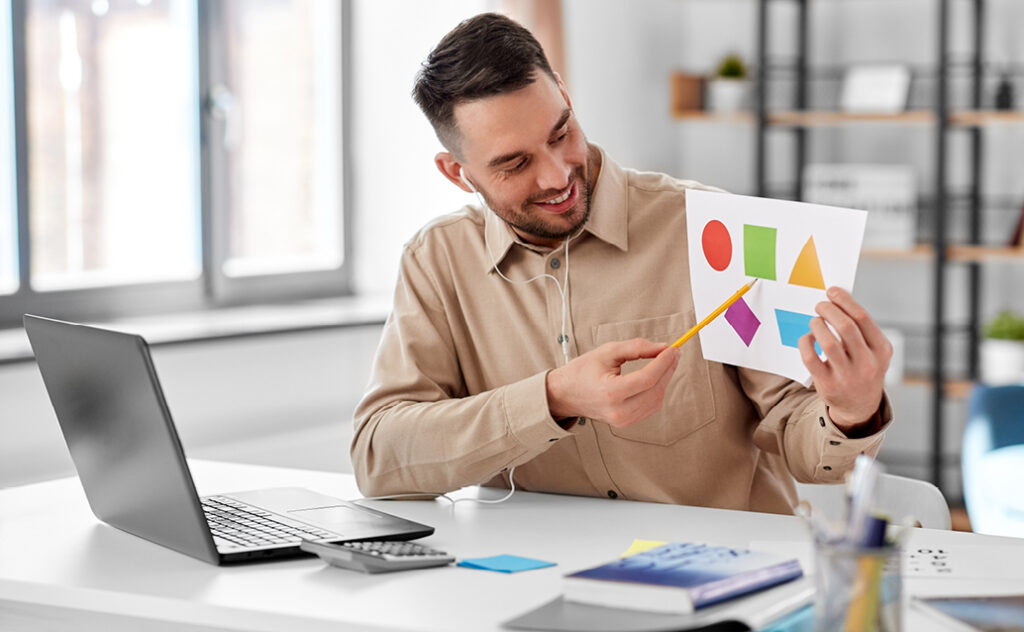 Educator teaching online