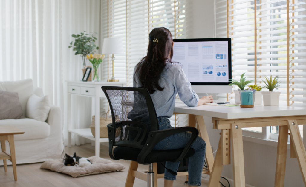 Image of woman working remotely