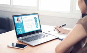 Image of student doing schoolwork on a laptop