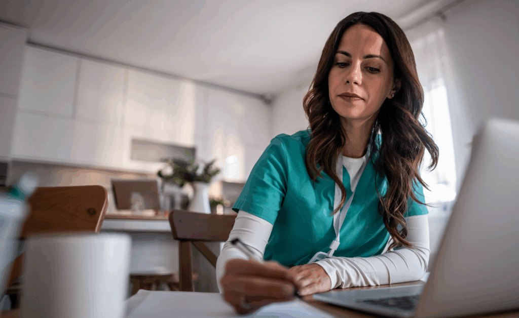 Image of a nursing student studying