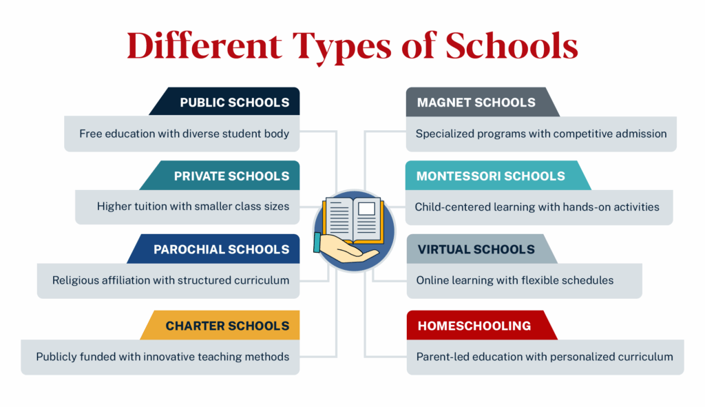 graphic with different types of schools