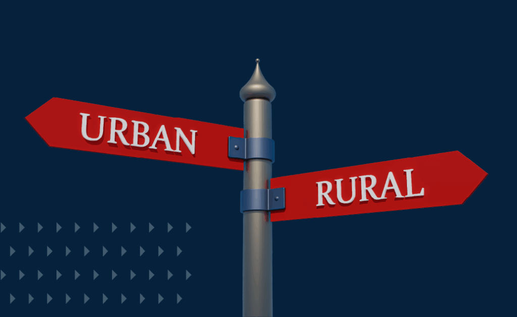 graphic depicting urban vs. rural