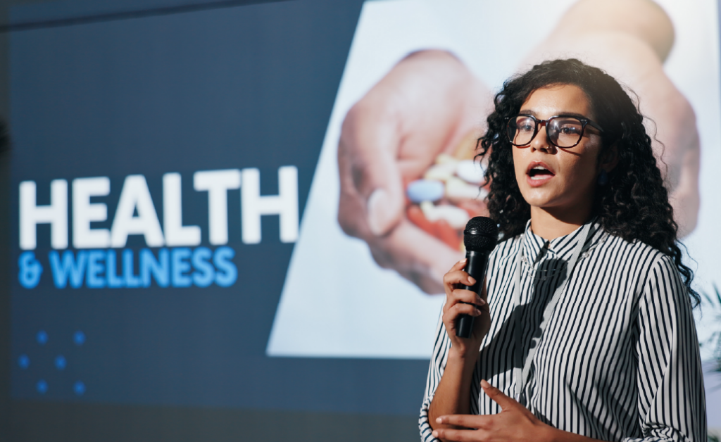 image of health education specialist delivering a presentation