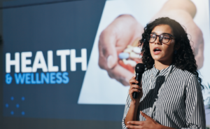 image of health education specialist delivering a presentation