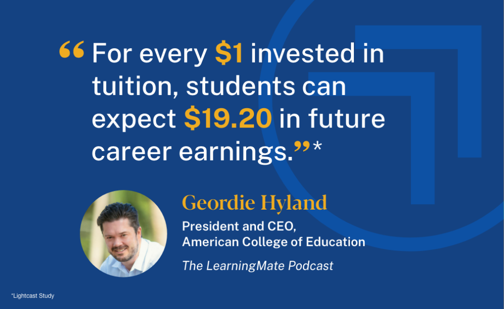 graphic with quote from LearningMate podcast episode