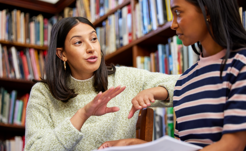A student teacher and her student