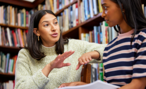 A student teacher and her student