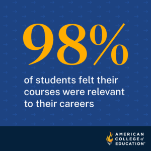 98% of ACE students felt their courses were relevant to their careers
