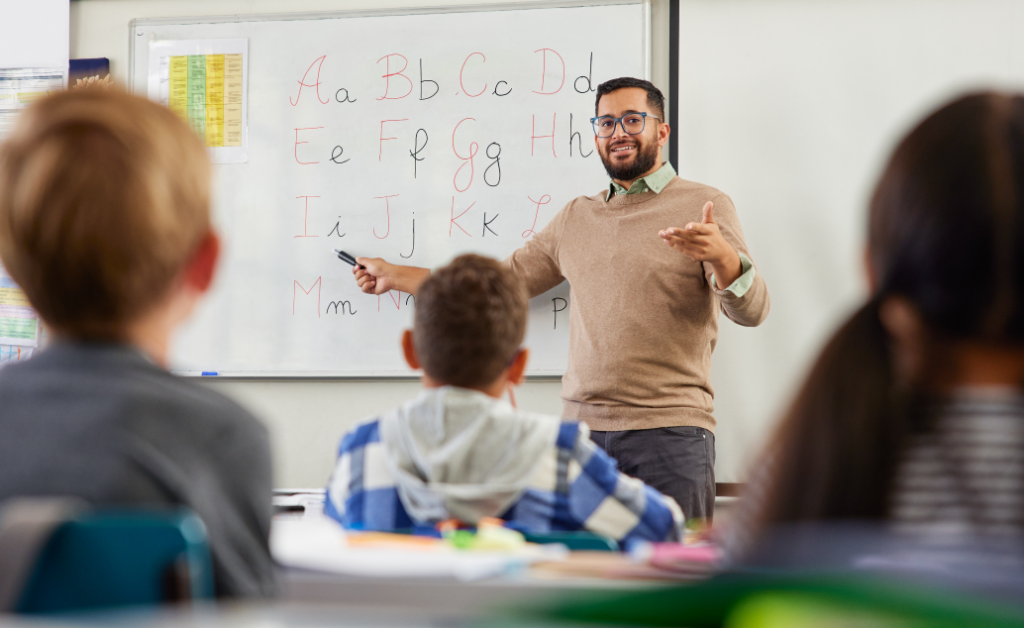 A teacher instructing his students.
