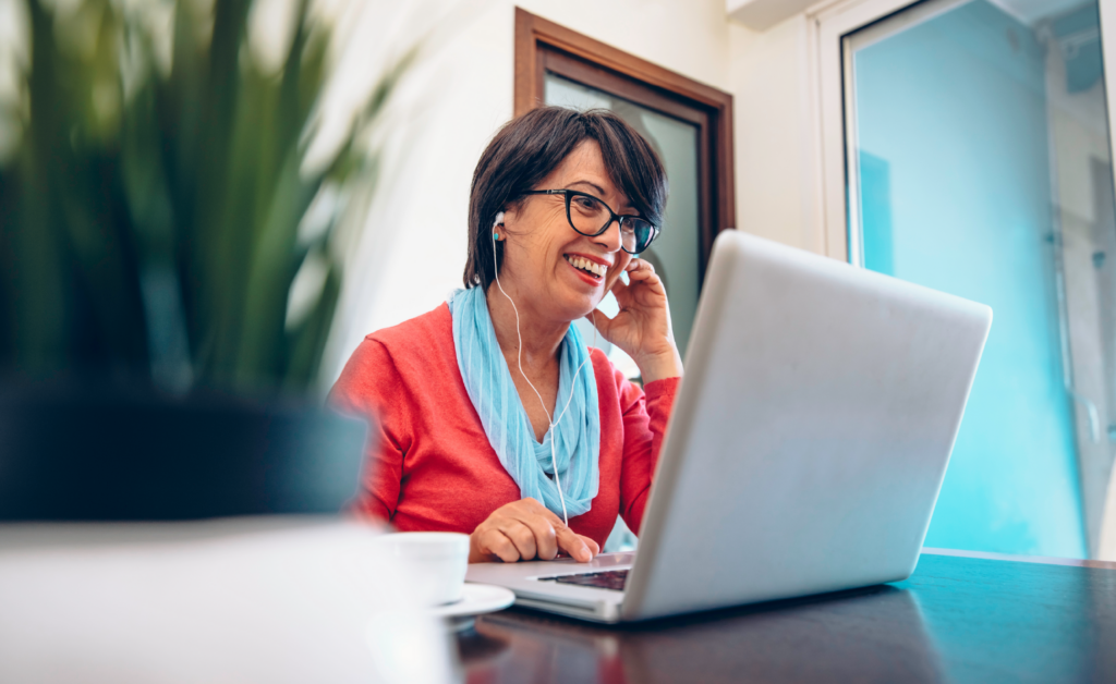A woman working on her computer