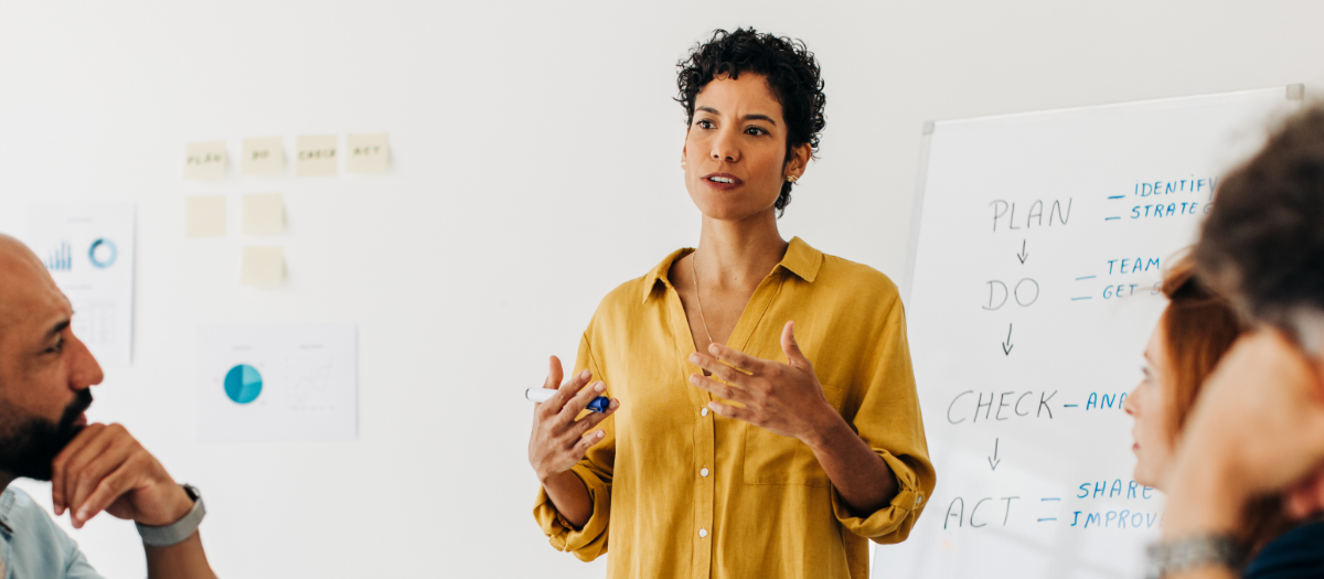 Doctoral Business Leader running a meeting